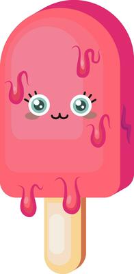 Pink ice cream, illustration, vector on white background