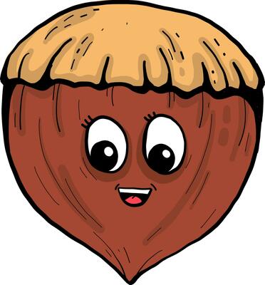 Happy hazelnut, illustration, vector on white background