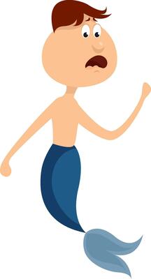 Mermaid guy, illustration, vector on white background