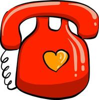 rojo antiguo teléfono, ilustración, vector en blanco antecedentes