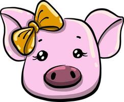 Pig head, illustration, vector on white background