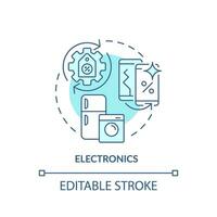 2D editable blue icon electronics concept, simple monochromatic isolated vector, C2C thin line illustration. vector