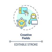 2D editable multicolor icon creative fields concept, simple isolated vector, MOOC thin line illustration. vector