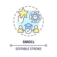 2D editable multicolor icon SMOCs concept, simple isolated vector, MOOC thin line illustration. vector