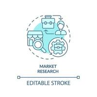2D editable blue icon market research concept, simple monochromatic isolated vector, C2C thin line illustration. vector