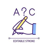 2D editable spelling difficulties icon representing dyslexia, isolated vector, multicolor thin line illustration. vector
