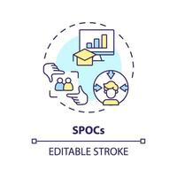 2D editable multicolor icon SPOCs concept, simple isolated vector, MOOC thin line illustration. vector