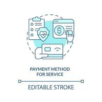 2D editable payment method for service thin line blue icon concept, isolated vector, monochromatic illustration representing online therapy. vector