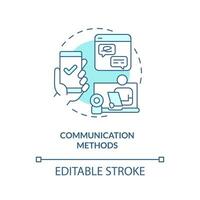 2D editable communications methods thin line blue icon concept, isolated vector, monochromatic illustration representing online therapy. vector