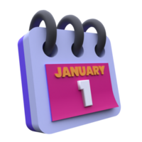 uniek 3d renderen kalender 1 januari icoon eenvoudig.realistisch vector illustratie. png