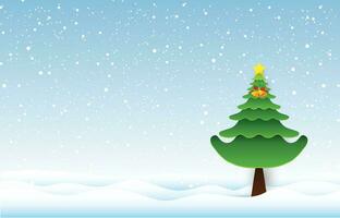 Winter landscape with christmas tree and snowflake, background design vector