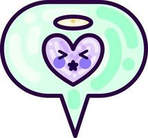 Bubble with angel heart, illustration, vector on white background