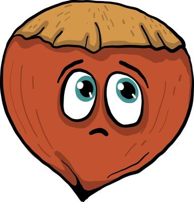 Sad hazelnut, illustration, vector on white background