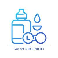 2D pixel perfect gradient contact lens solution icon, isolated vector, thin line illustration representing eye care. vector