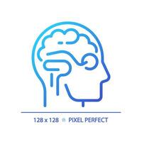 2D pixel perfect gradient brain and eye icon, isolated vector, thin line illustration representing eye care. vector