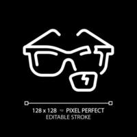 2D pixel perfect editable white broken eyeglasses icon, isolated vector, thin line illustration representing eye care. vector