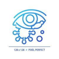 2D pixel perfect gradient eye infection icon, isolated vector, thin line illustration representing eye care. vector