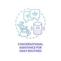 2D thin line gradient icon conversational assistance for daily routines concept, isolated vector, blue illustration representing arena. vector