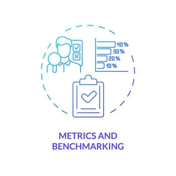 2D thin line gradient icon metrics and benchmarking concept, isolated vector, blue illustration representing arena. vector