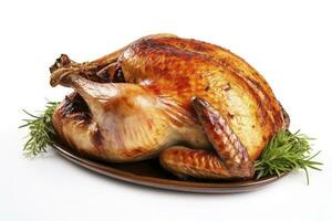 AI generated Roasted chicken on isolated white background. AI Generated photo