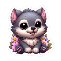 ai gerado cachorrinho floral refúgio, adesivo png