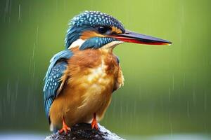 AI generated Kingfisher sitting on the tree branch. AI Generated photo