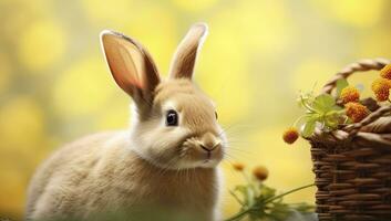 ai generado Pascua de Resurrección conejito con hermosa primavera naturaleza. ai generado foto