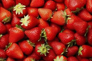 AI generated Texture of fresh strawberries as background. Generative AI photo