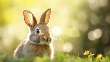 ai generado Pascua de Resurrección conejito con hermosa primavera naturaleza. ai generado foto