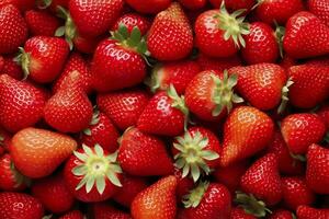 AI generated Texture of fresh strawberries as background. Generative AI photo