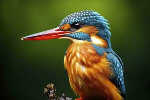 AI generated Kingfisher sitting on the tree branch. AI Generated photo