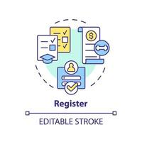 2D editable register thin line icon concept, isolated vector, multicolor illustration representing athletic scholarship. vector
