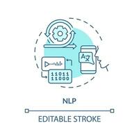 2D editable NLP thin line blue icon concept, isolated vector, illustration representing voice assistant. vector