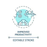 2D editable improved productivity thin line blue icon concept, isolated vector, illustration representing voice assistant. vector