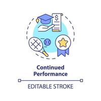 2D editable continued performance thin line icon concept, isolated vector, multicolor illustration representing athletic scholarship. vector