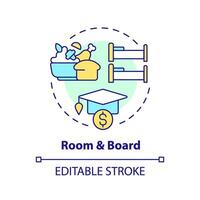 2D editable room and board thin line icon concept, isolated vector, multicolor illustration representing athletic scholarship. vector