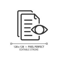 2D pixel perfect editable black preview document simple icon, isolated vector, thin line document illustration. vector