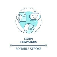 2D editable learn commands thin line blue icon concept, isolated vector, illustration representing voice assistant. vector