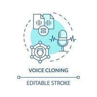 2D editable voice cloning thin line blue icon concept, isolated vector, illustration representing voice assistant. vector