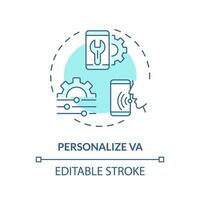 2D editable personalize VA thin line blue icon concept, isolated vector, illustration representing voice assistant. vector