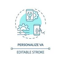 2D editable personalize VA thin line blue icon concept, isolated vector, illustration representing voice assistant. vector