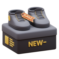 3d render shoes for sale. Shoes and box 3D icon render. 3D sneakers. png