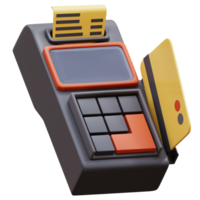 3D render of Credit card payment. 3D icon pos terminal machine with bill. Online payment 3D render isolated. png