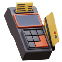 3D render of Credit card payment. 3D icon pos terminal machine with bill. Online payment 3D render isolated. png