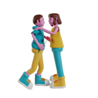 Valentine day couple in love 3d render icon png