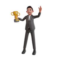 Businessman and success 3d render icon png