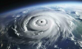 AI generated Super Typhoon, tropical storm, cyclone, tornado, over ocean. Weather background. Generative AI photo