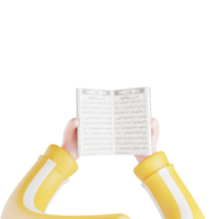 3D illustration of cartoon hand gesture reading the Koran png