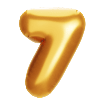 ouro balão número Sete com transparente fundo png. para publicidade e vendas descontos, realista 3d Renderização. png