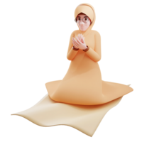 3d illustration of Muslim Woman Praying to the God. png